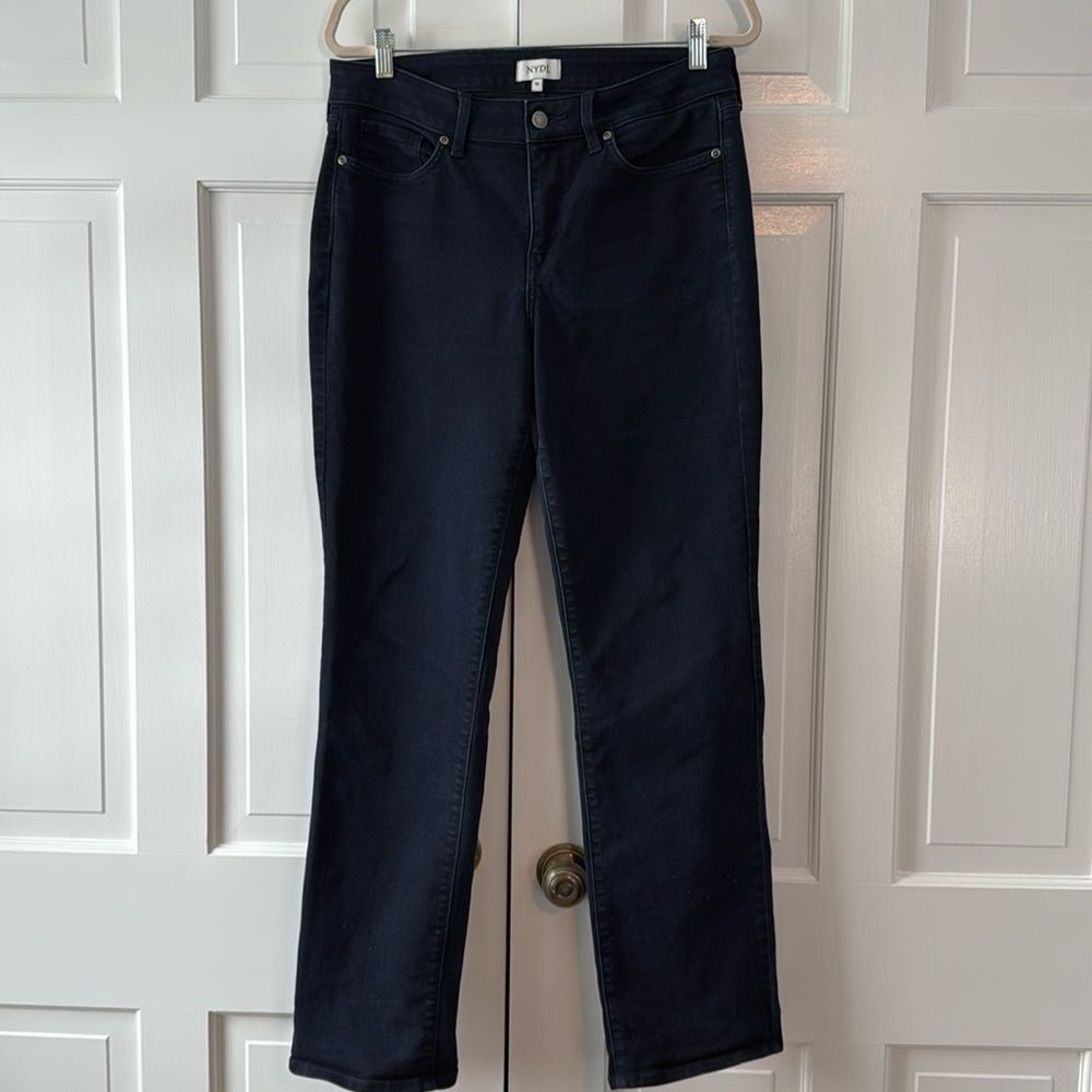 NYDJ Women's Straight Leg Jeans Dark Blue Size 10 Lift Lift Tuck Slimming